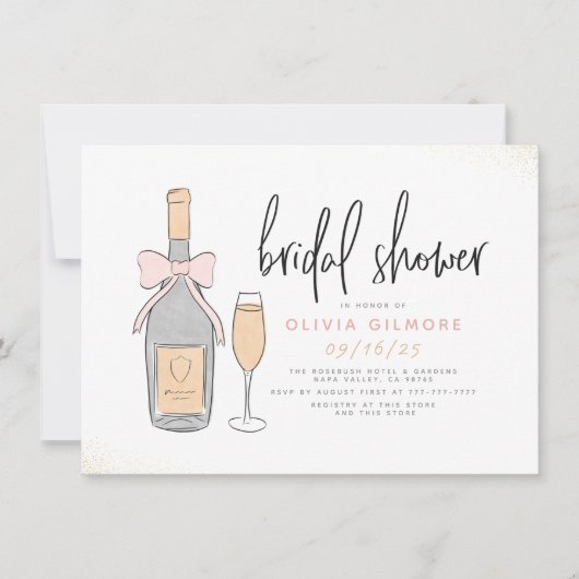 Modern Pink & Gold Champagne Bubble Vrijgezellenfe Kaart (Voorkant)