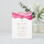 Modern Pink Gold Glitter Agate Bat Mitzvah Aankondigingskaart (Staand voorkant)