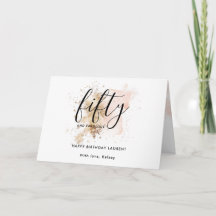 Modern Pink Gold Glitter Girly 50e verjaardag