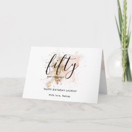 Modern Pink Gold Glitter Girly 50e verjaardag Kaart