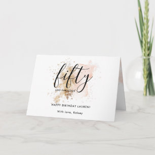 Modern Pink Gold Glitter Girly 50e verjaardag Kaart