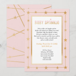 Modern Pink Gold Sterren meisje baby sprinkle uitn Kaart
