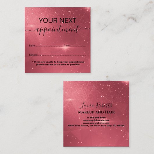 Modern Pink Gold Watercolor Appoinment Card Afsprakenkaartje (Voorkant / Achterkant)