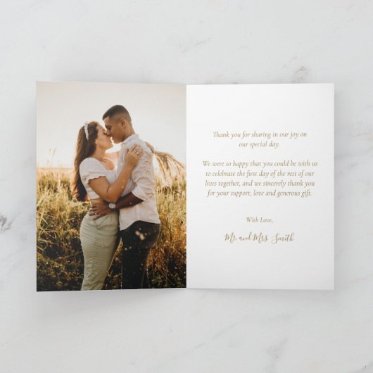 Modern Pink Gold Weddenfoto Collage Hartelijk dank Bedankkaart (Binnen)