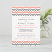 Modern Pink & Gray Chevron Rehearsal Dinner Kaart (Staand voorkant)
