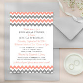 Modern Pink & Gray Chevron Rehearsal Dinner Kaart