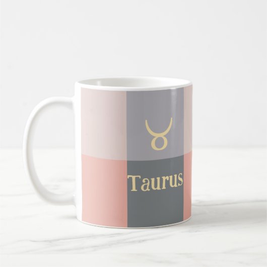 Modern Pink Gray Taurus Koffiemok (Links)