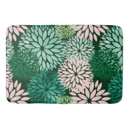 Modern Pink Green Dahlia Floral Badmat