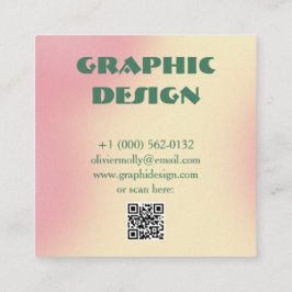 Modern Pink & Green Gradient Business Card Vierkante Visitekaartje
