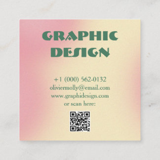 Modern Pink & Green Gradient Business Card Vierkante Visitekaartje
