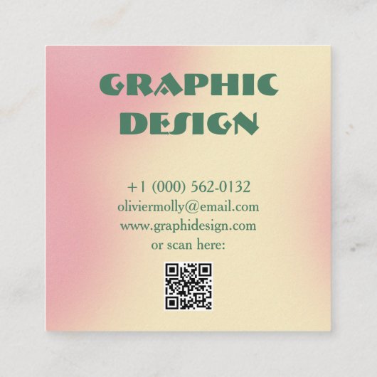 Modern Pink & Green Gradient Business Card Vierkante Visitekaartje (Achterkant)