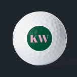 Modern Pink Green Monogram Initials Personalized Golfballen<br><div class="desc">Elevate your game with these Modern Pink and Green Monogram Initials Personalized Golf Balls. Featuring bold initials in a trendy color palette, these custom golf balls are perfect for adding a stylish, personal touch to your golf gear. Whether for yourself or as a unique gift for golf enthusiasts, these personalized...</div>