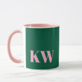 Modern Pink Green Monogram Initials Personalized Mok (Links)