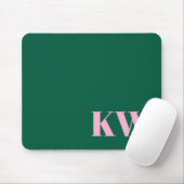 Modern Pink Green Monogram Initials Personalized Muismat (Met muis)