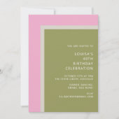 Modern Pink Green Simple Colorful Birthday Party Kaart (Voorkant)