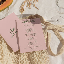 Modern Pink Green Whimsical Summer Fun Wedding Menu
