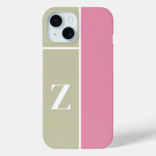 Modern PInk Groen Monogram iPhone 15 Case