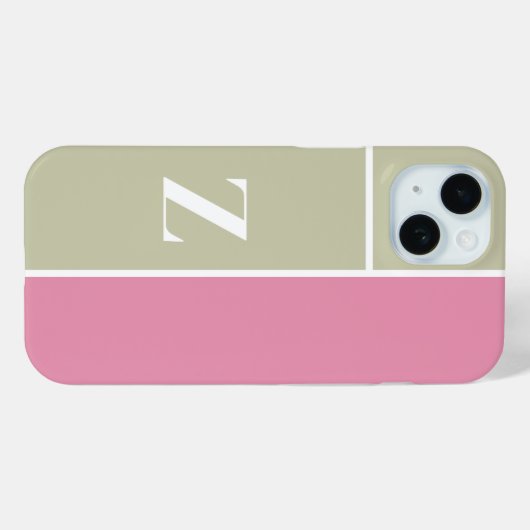 Modern PInk Groen Monogram Case-Mate iPhone Case (Achterkant (horizontaal))