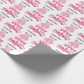 Modern Pink Happy Valentines Day Script Teddy Bear Cadeaupapier (Hoek)