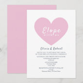 Modern Pink Heart Elopement Wedding Kaart (Voorkant / Achterkant)