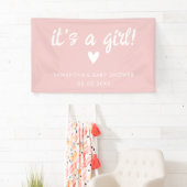 Modern Pink het is een meisje Baby shower Spandoek (Insitu)