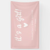 Modern Pink het is een meisje Baby shower Spandoek (Verticaal)