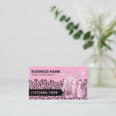 Modern Pink House Cleaning Service Leopard Print Visitekaartje (Staand voorkant)