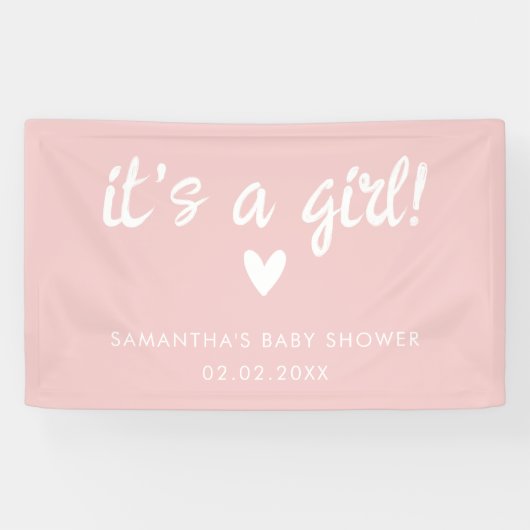 Modern Pink it's a girl Baby Shower Spandoek (Horizontaal)