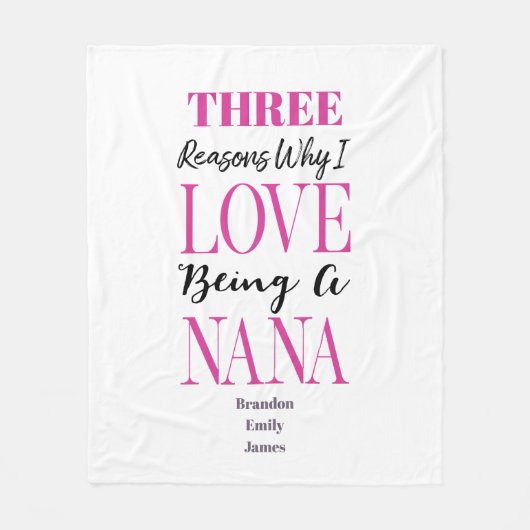 Modern Pink Keepomwille Grandchildren Nana Fleece Deken (Voorkant)