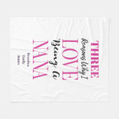 Modern Pink Keepomwille Grandchildren Nana Fleece Deken (Voorkant (Horizontaal))