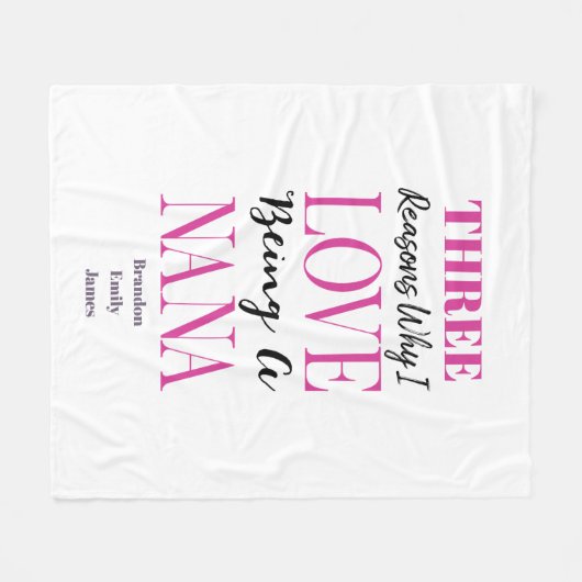 Modern Pink Keepomwille Grandchildren Nana Fleece Deken (Voorkant (Horizontaal))