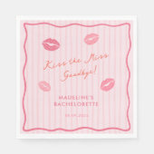 Modern Pink Kiss The Miss Goodbye Bridal Shower Servet (Voorkant)