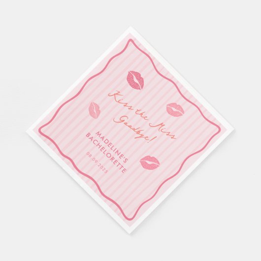 Modern Pink Kiss The Miss Goodbye Bridal Shower Servet (Hoek)