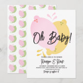 Modern Pink Lemon Limoen Invita Kaart (Voorkant / Achterkant)