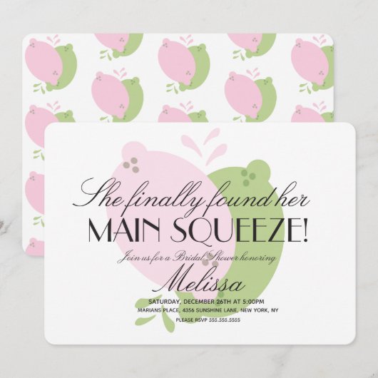 Modern Pink Lemon Limoen Vrijgezellenfeest Kaart (Voorkant / Achterkant)