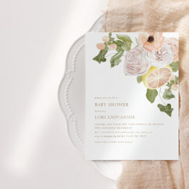 Modern Pink Lemonade Spring Summer Baby shower Kaart