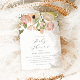 Modern Pink Lemonade Spring Summer Baby shower Kaart