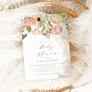 Modern Pink Lemonade Spring Summer Baby shower Kaart