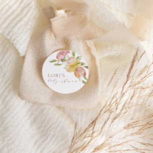 Modern Pink Lemonade Summer Baby shower Ronde Sticker