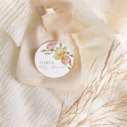 Modern Pink Lemonade Summer Baby shower Ronde Sticker