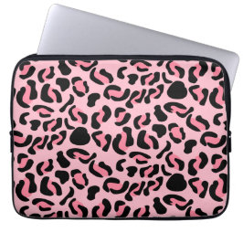 Modern Pink Leopard Pattern Animal Laptop Sleeve