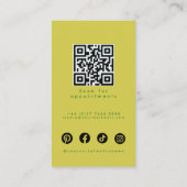 Modern Pink Lime Green Hair Styling Flat Design QR Visitekaartje (Achterkant)