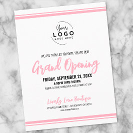 Modern Pink Logo Business Grand Opening Briefkaart