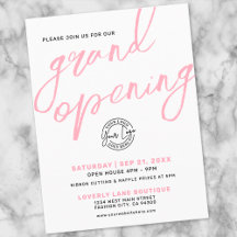 Modern Pink Logo Business Grand Opening Invitation