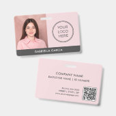 Modern Pink Logo-werknemer-ID Badge (Voor- en achterkant)