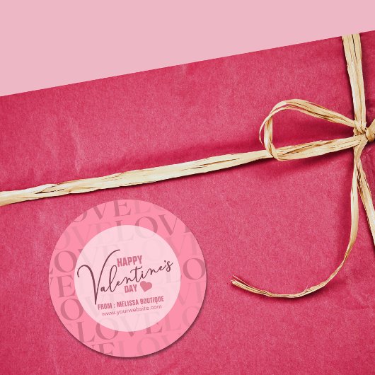 Modern Pink Love Happy Valentine's Day Ronde Sticker