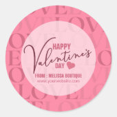 Modern Pink Love Happy Valentine's Day Ronde Sticker (Voorkant)