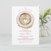 Modern Pink Love Is Brewing Coffee Bridal Shower Kaart (Staand voorkant)