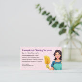 Modern Pink Maid House Cleaning Service Visitekaartje (Staand voorkant)