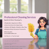 Modern Pink Maid House Cleaning Service Visitekaartje
